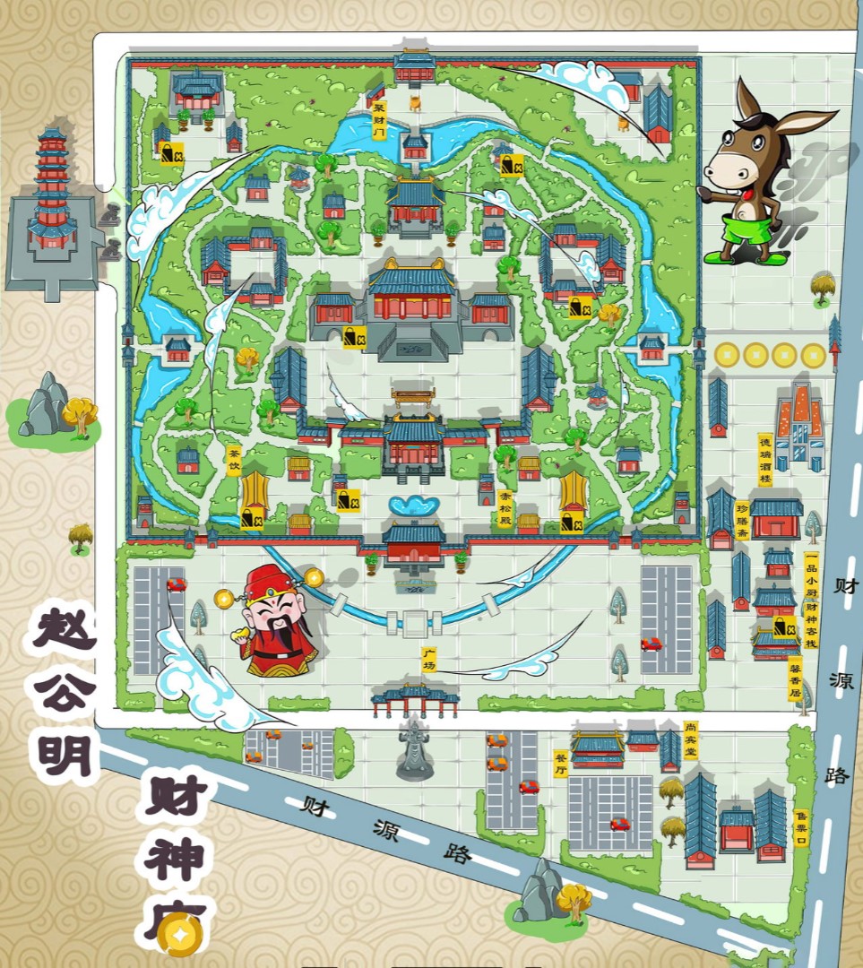 秀山寺庙类手绘地图